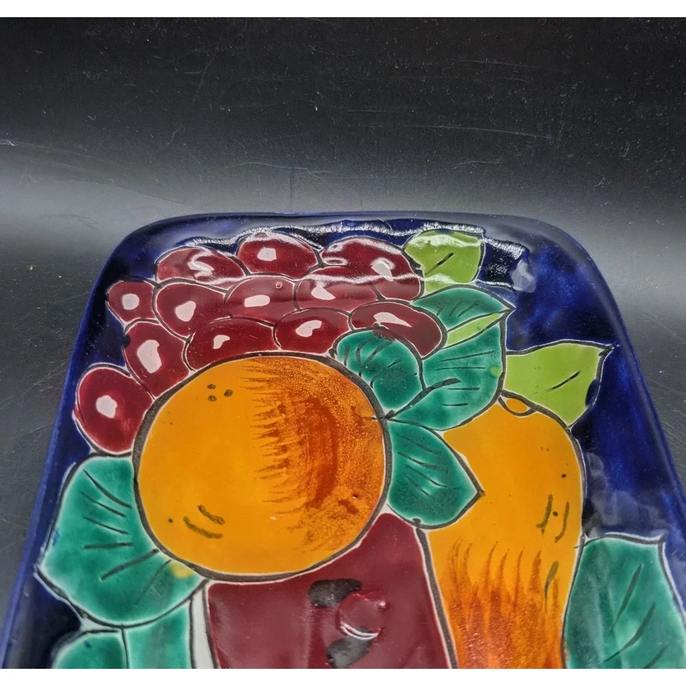 Mexican Talavera Serving Platter Hand Painted Lead Free Rectangular Tray 10